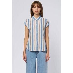 Xirena Tillie Button Front Cotton Gauze Shirt in Blue Ridge M